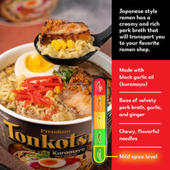 Close-up of creamy pork broth in Nongshim bowl showcasing rich, silky texture and appeal