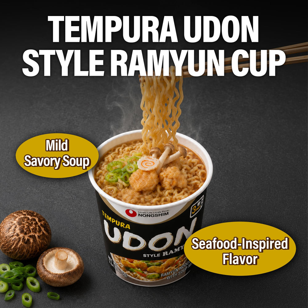Nongshim two cups side-by-side to show serving scale and variety benefit