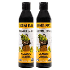 Nonna Pia's front bottle view showing elegant label and pantry-ready benefit