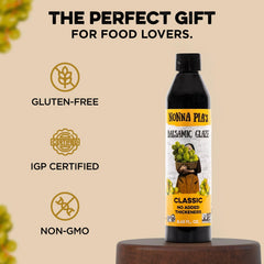 Close-up of Nonna Pia's label and cap, demonstrating quality IGP-inspired packaging