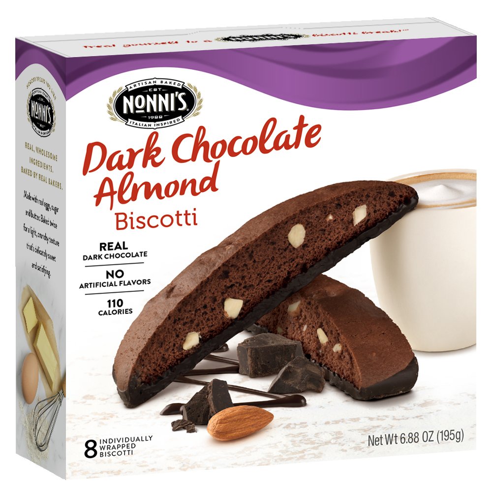 Nonni's individually wrapped biscotti packet for freshness and convenient portions