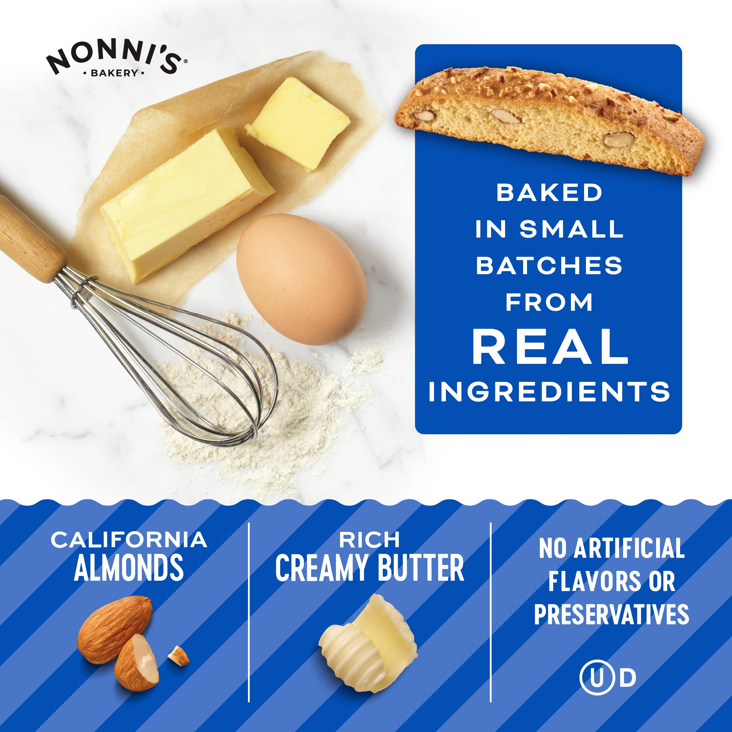 Hand holding Nonni's biscotti to show scale, practical single-serve portion
