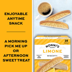 Nonni's individually wrapped biscotti laid out to show freshness and easy sharing benefit