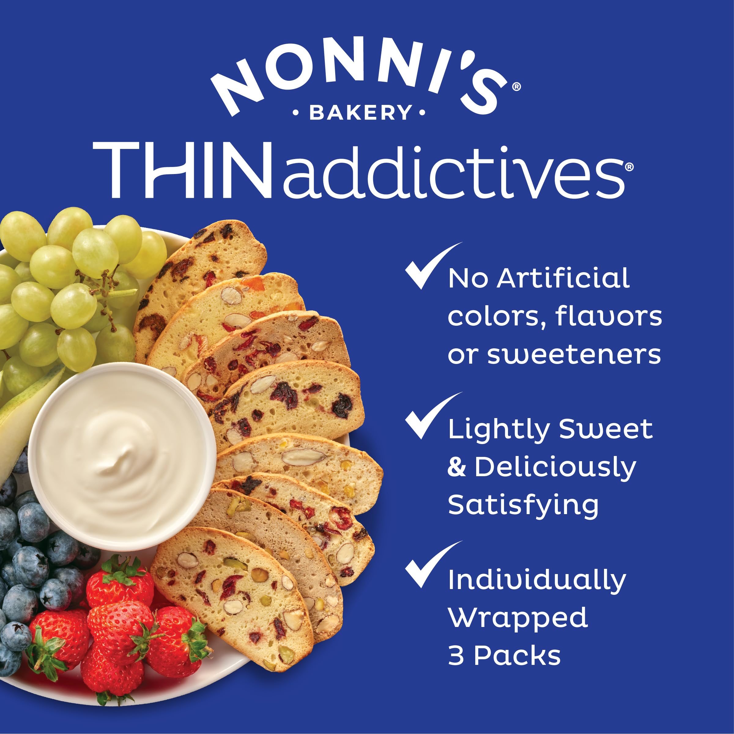 Nonni's cookies next to a teacup illustrating ideal beverage pairing