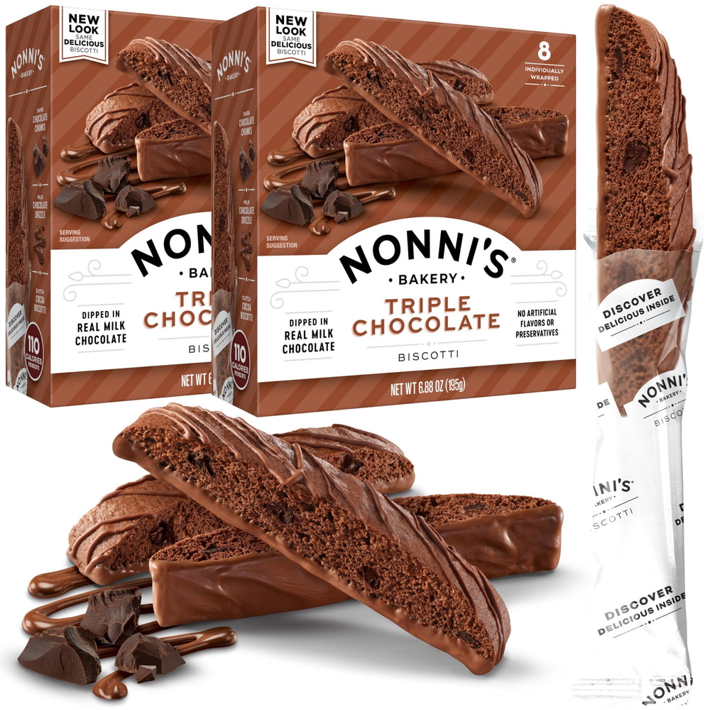 Nonni's front packaging showing Turtle Pecan biscotti and box design, perfect for gifting