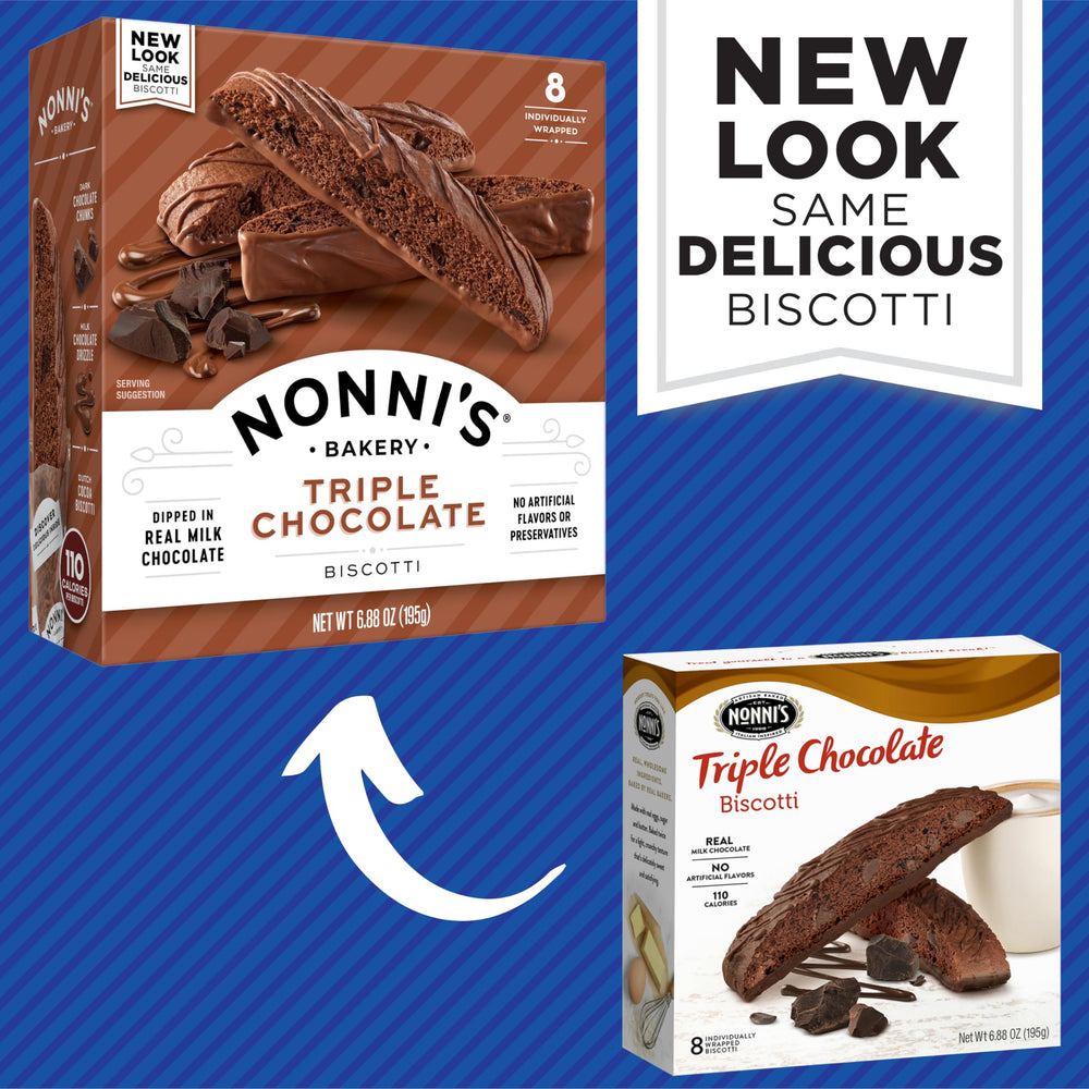 Nonni's individually wrapped Turtle Pecan biscotti ready for on-the-go snacking and freshness