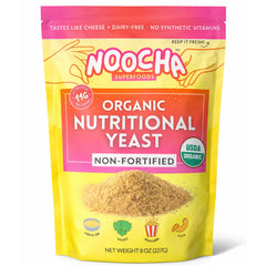 NOOCHA front packaging showing organic flakes and clean label benefits