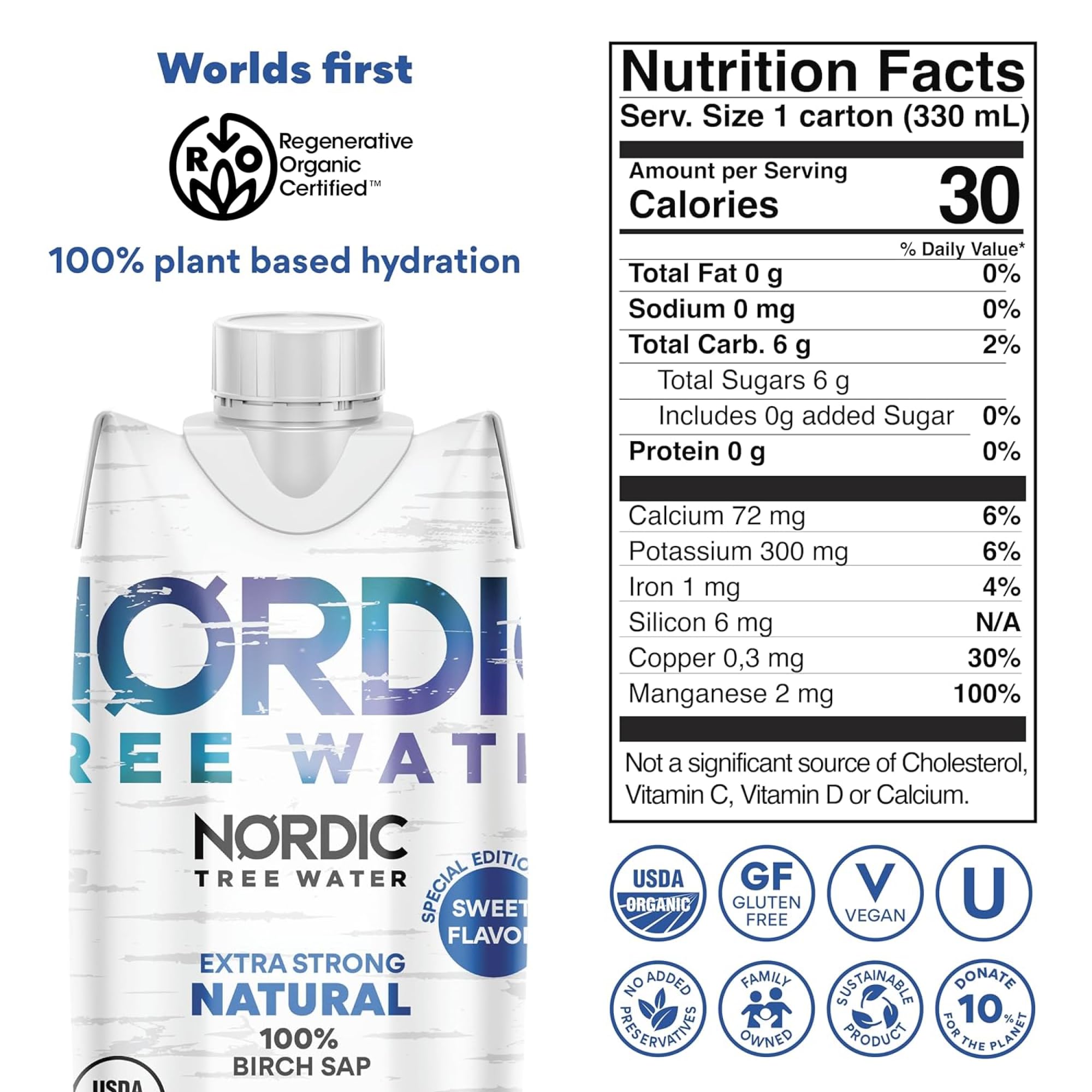 Nordic Tree Water pouring into glass highlighting concentrated hydration benefits