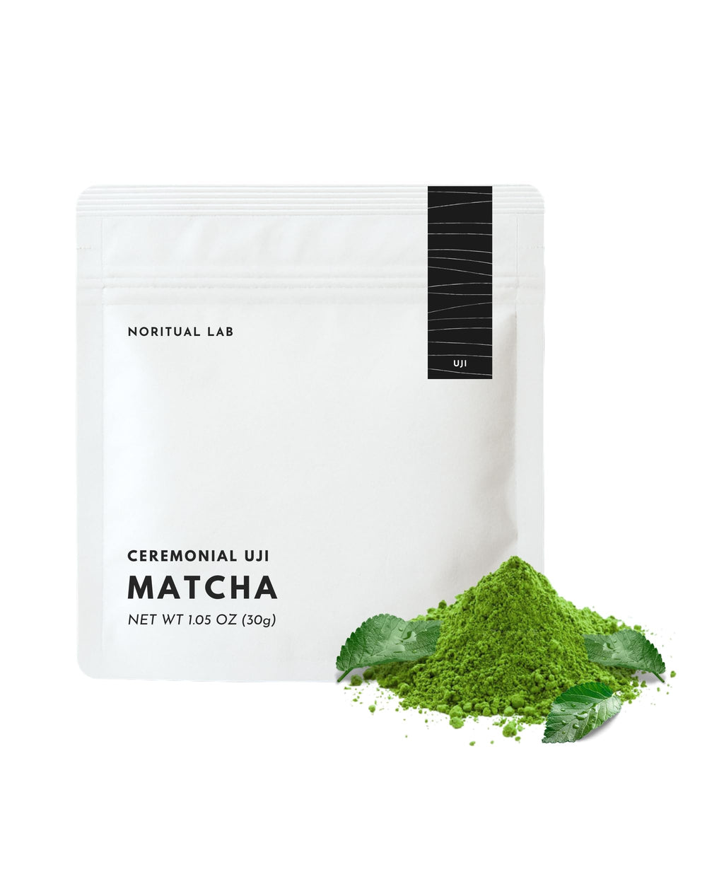 NORITUAL LAB front packaging showing premium ceremonial matcha and clear label benefits