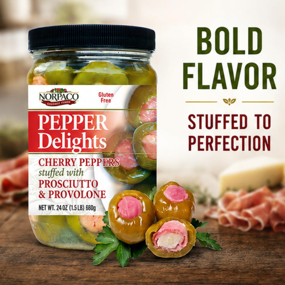Norpaco sliced stuffed pepper in sandwich highlighting flavorful gourmet ingredient