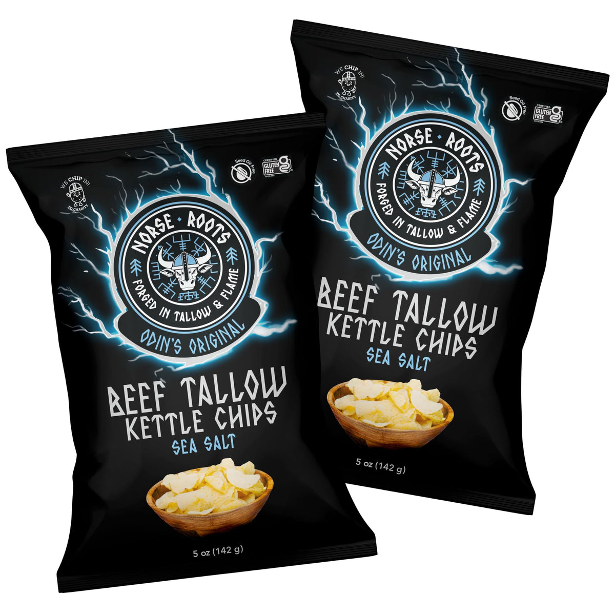 Norse Roots front packaging showing 2-pack and sea salt flavor benefit clarity