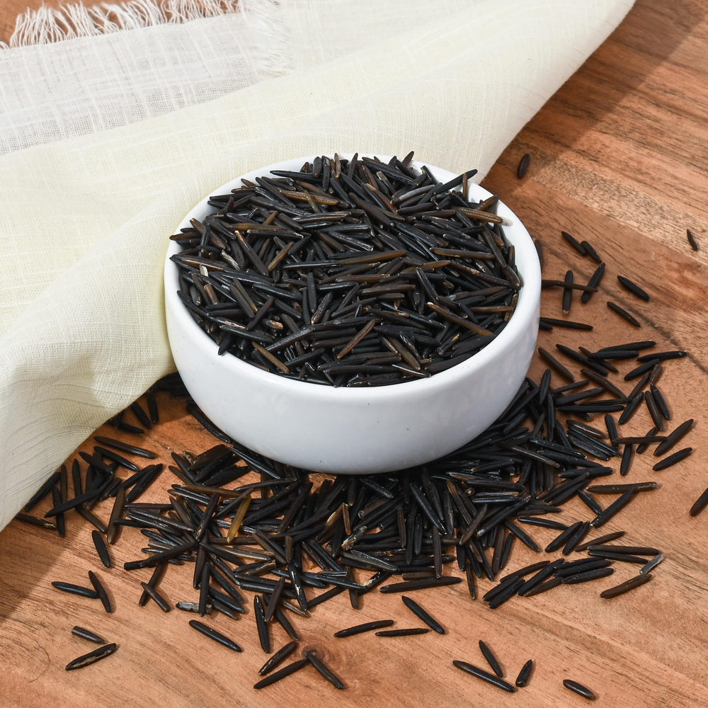Northern Latitude Foods cooked wild rice in bowl, showing chewy texture and serving benefit