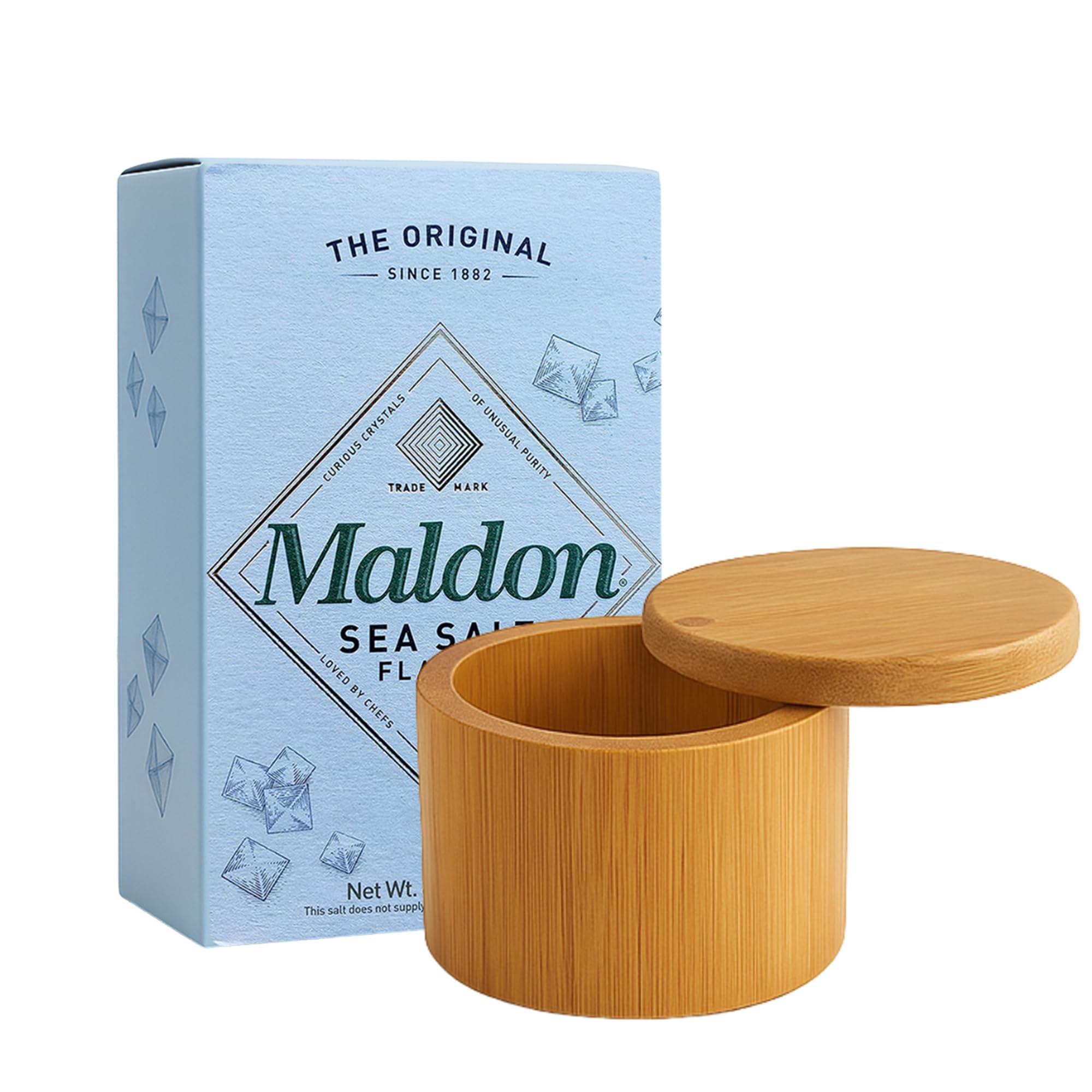 NORTHWARD SPIRIT bamboo salt box front view showing elegant finish and easy reach
