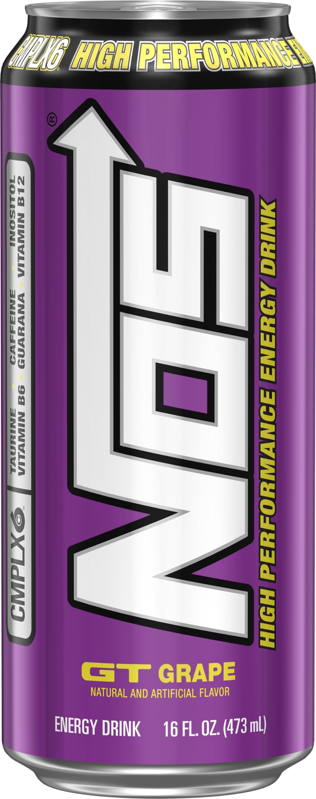 NOS GT Grape close-up of can texture and branding for premium look
