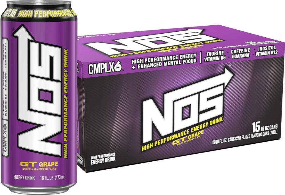 NOS GT Grape front can showing bold grape label and 16 fl oz size benefit