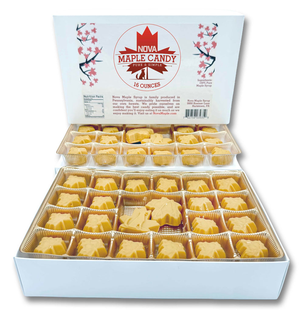 Nova Maple Candy single leaf on fork showing convenient bite size benefit