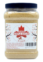 Nova Maple Syrup front packaging showing 3 pound maple sugar, clear label and branding benefits