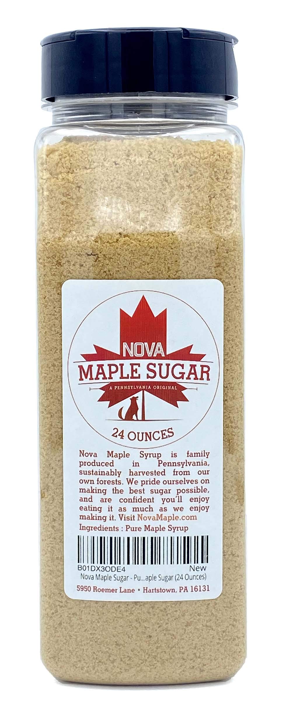 Nova Maple Sugar front packaging showing brand and 24 ounce bag benefit clarity