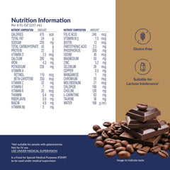 Novasource Renal mocha nutrition label close-up highlighting protein and calories