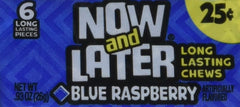 Now and Later front packaging showing blue raspberry chews and sharing convenience
