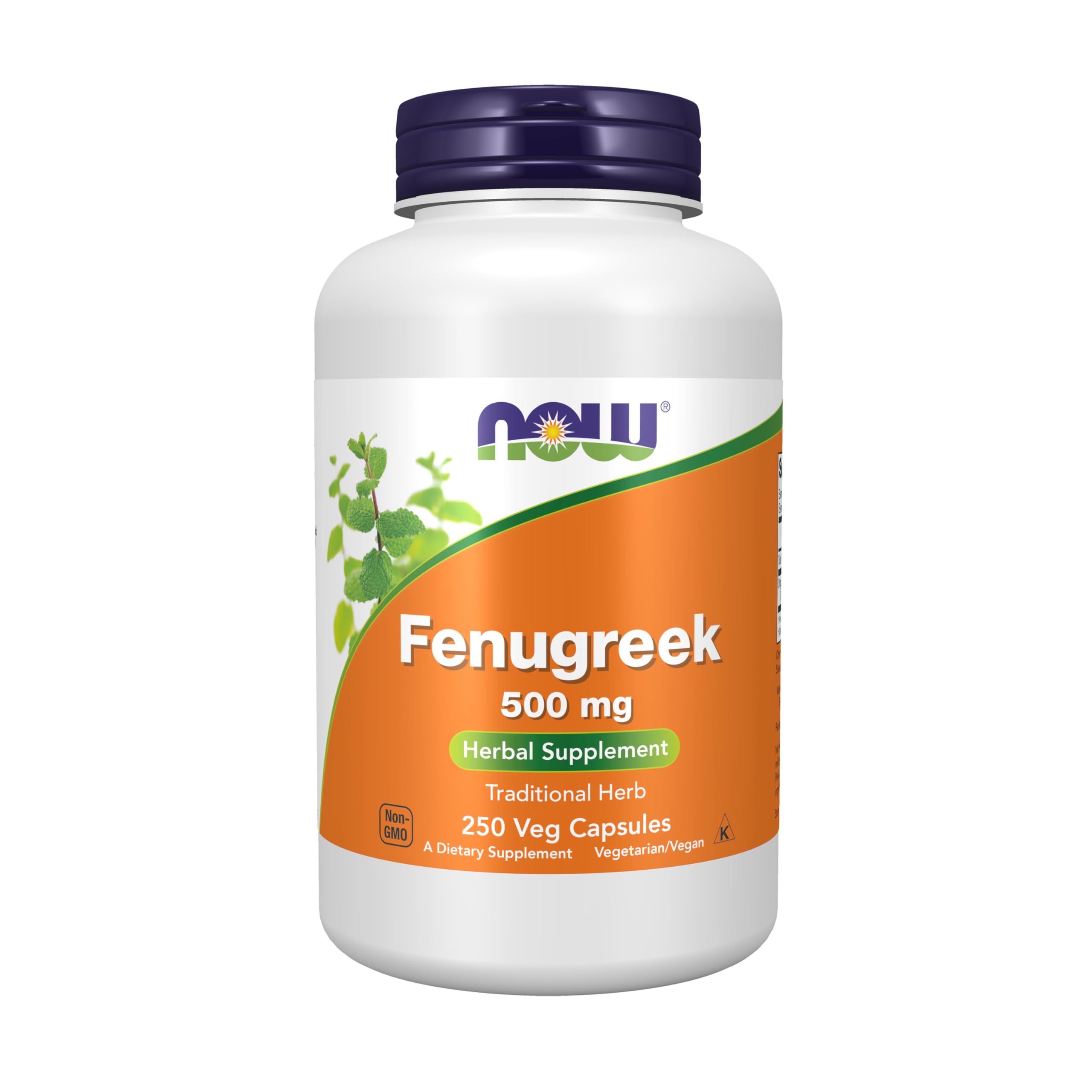 NOW Foods front label showing fenugreek supplement and clear product identity benefit