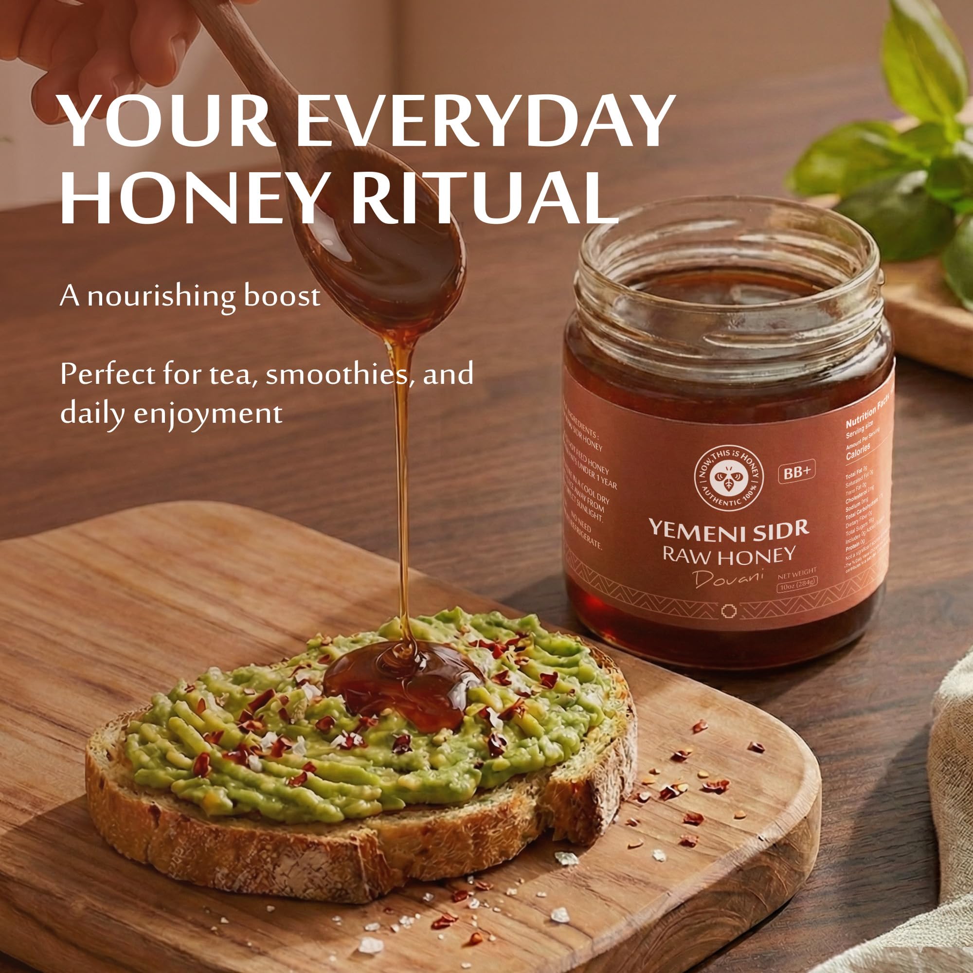 Now this is Honey spoon serve of honey highlighting spreadable texture for easy use