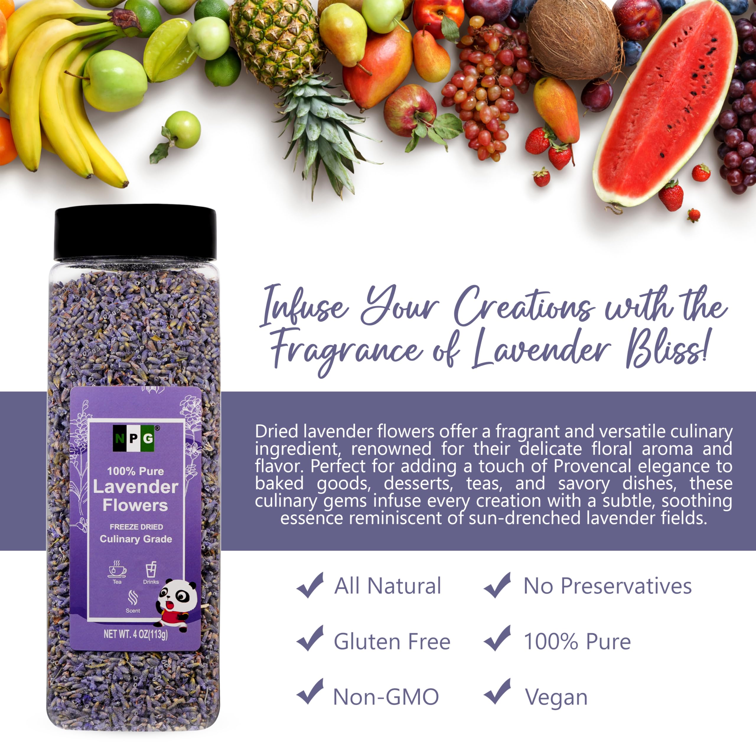 NPG label close-up with ingredient and non-GMO details for reassurance