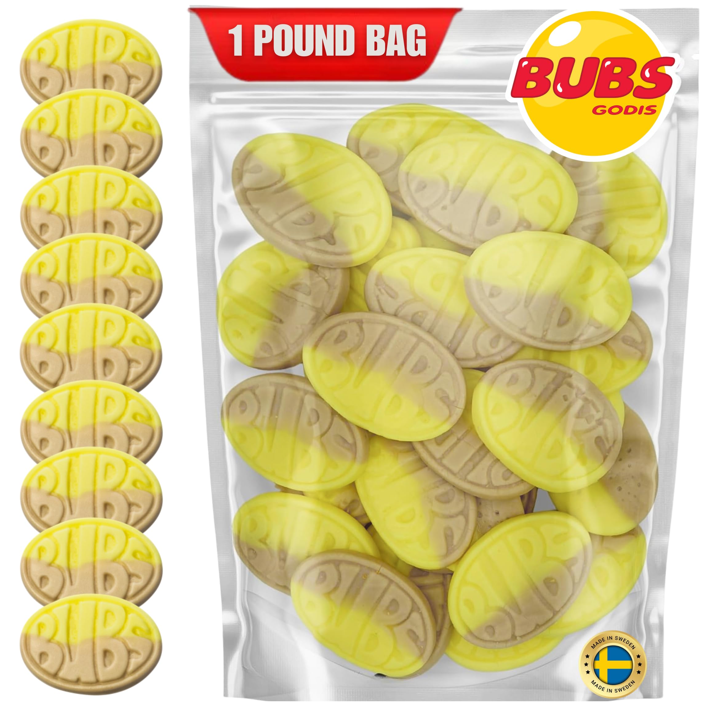 Nrdiq Candy front packaging of Bubs Banana Ovals showing bag and branding benefit freshness