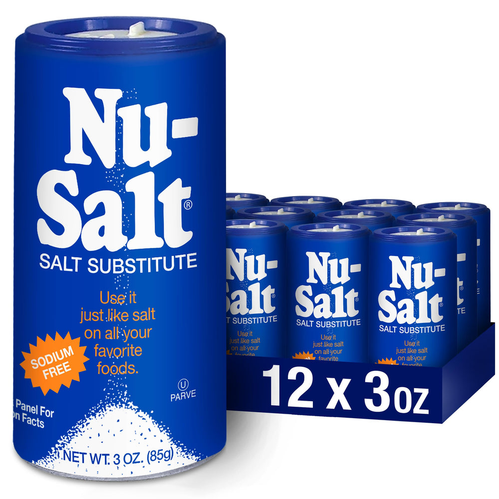 NU-SALT shaker front label showing product and kosher certification for easy identification