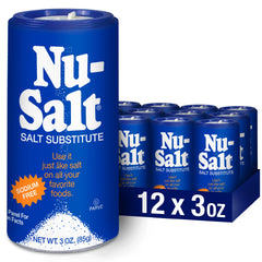 NU-SALT shaker front label showing product and kosher certification for easy identification