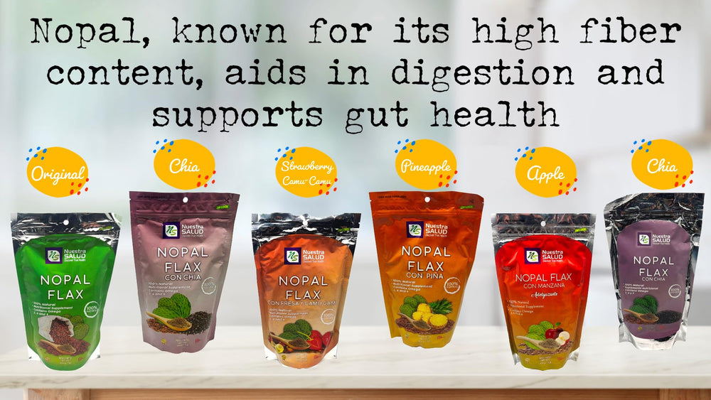 Nuestra NS Salud flaxseed close-up illustrating omega-3 and fiber support benefit