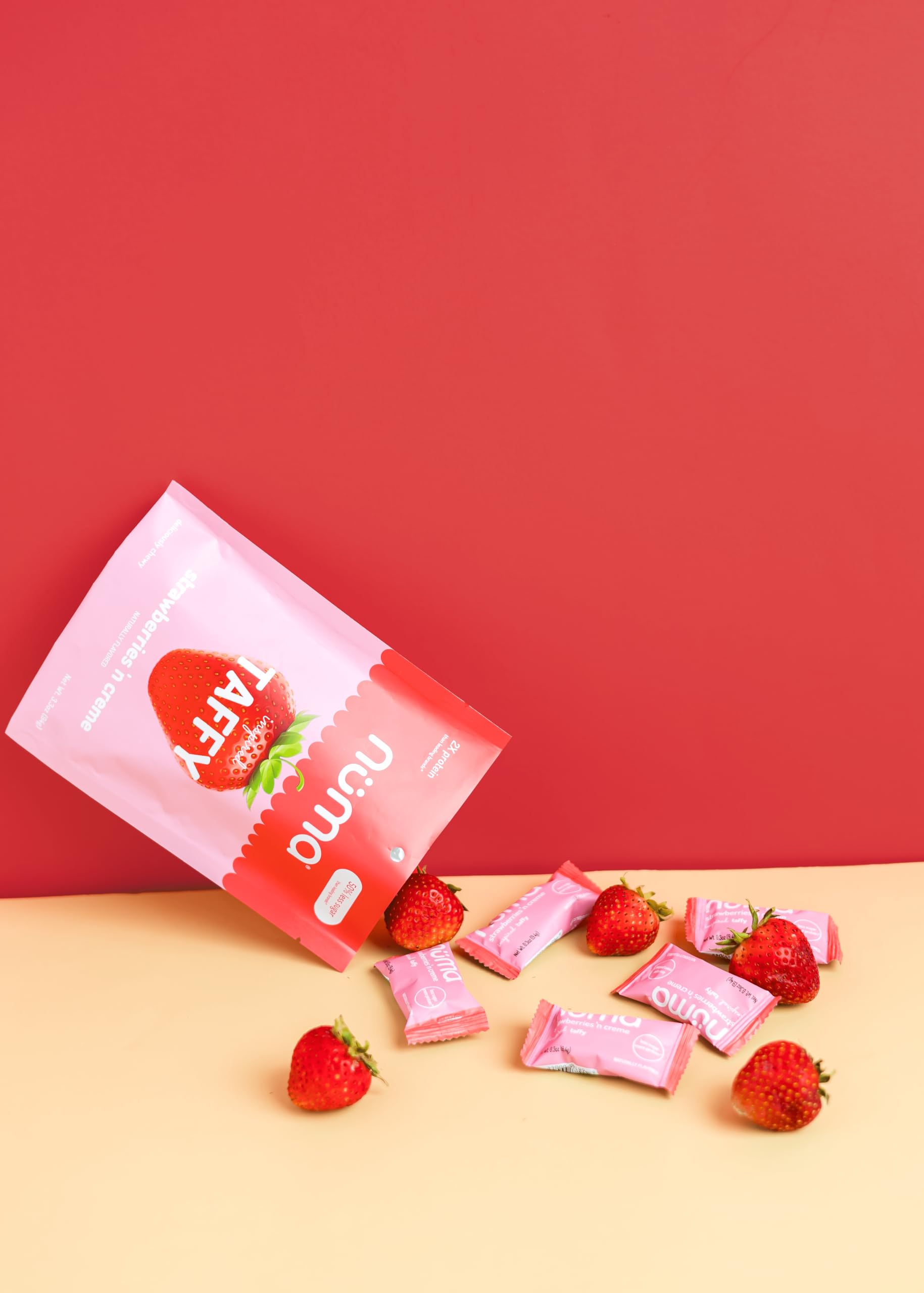 Numa chew texture stretch closeup illustrating soft, chewy mouthfeel