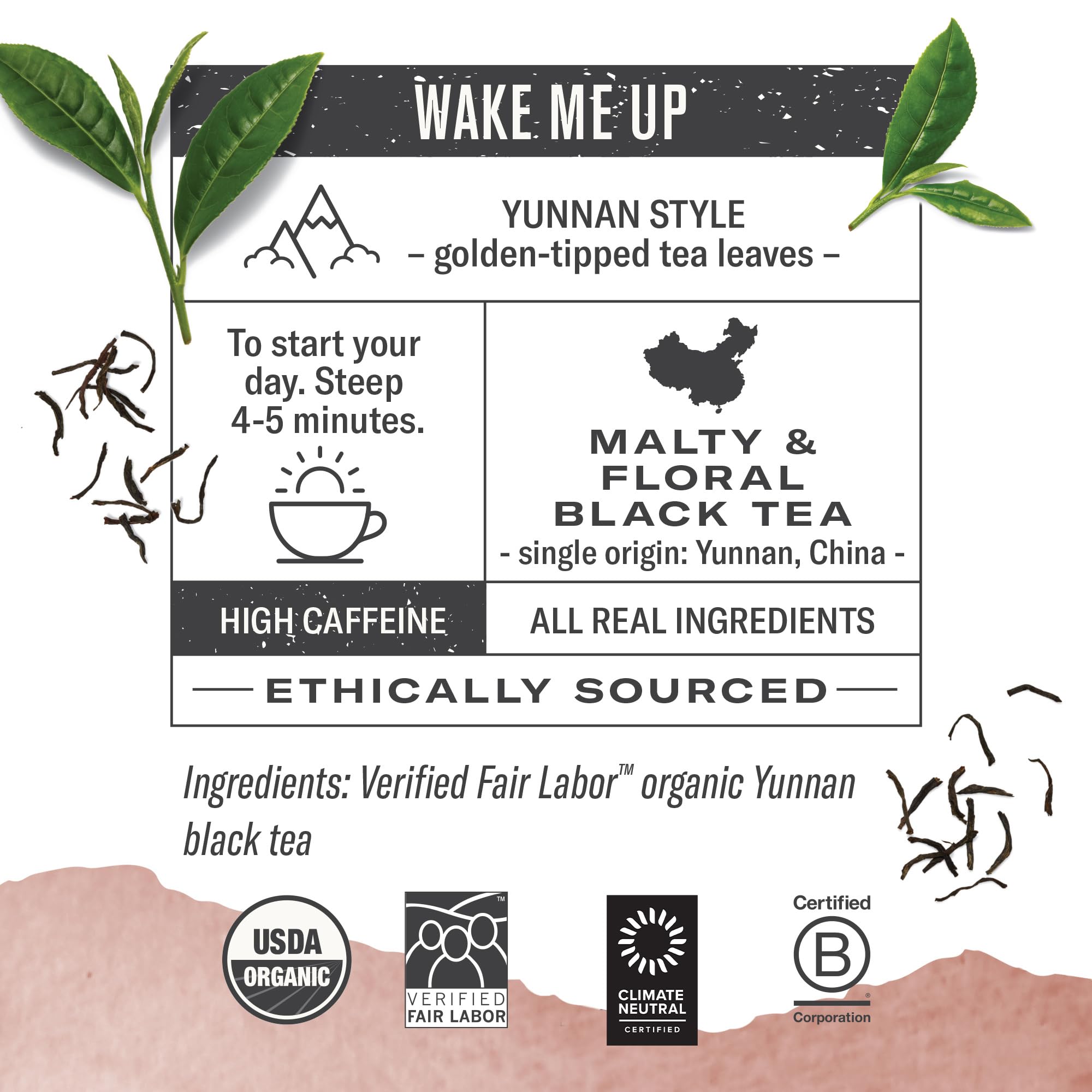 Numi tea bag close-up in manila hemp fiber - plastic-free brewing benefit