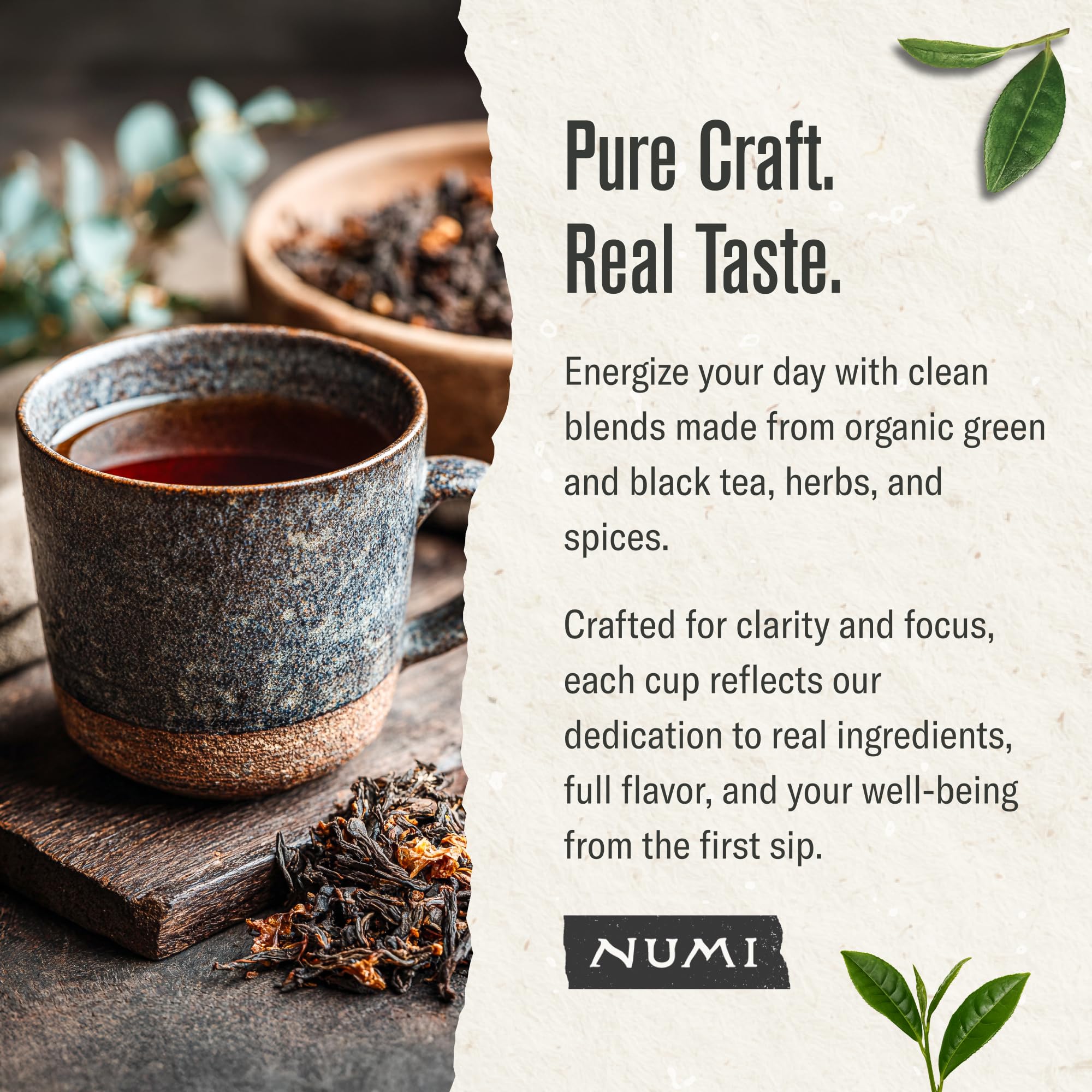 Numi Emperor's Pu-erh brewed cup displaying deep malty color and a smooth finish