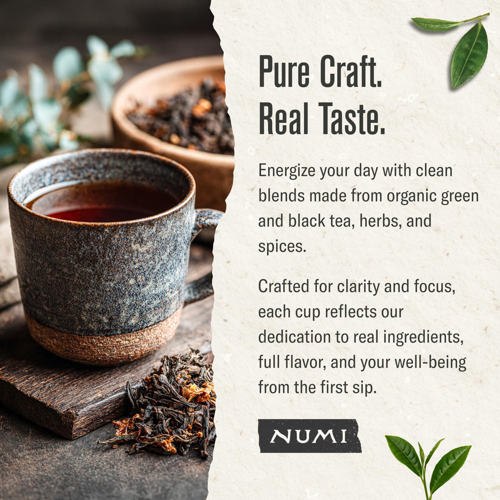 Numi Emperor's Pu-erh brewed cup displaying deep malty color and a smooth finish