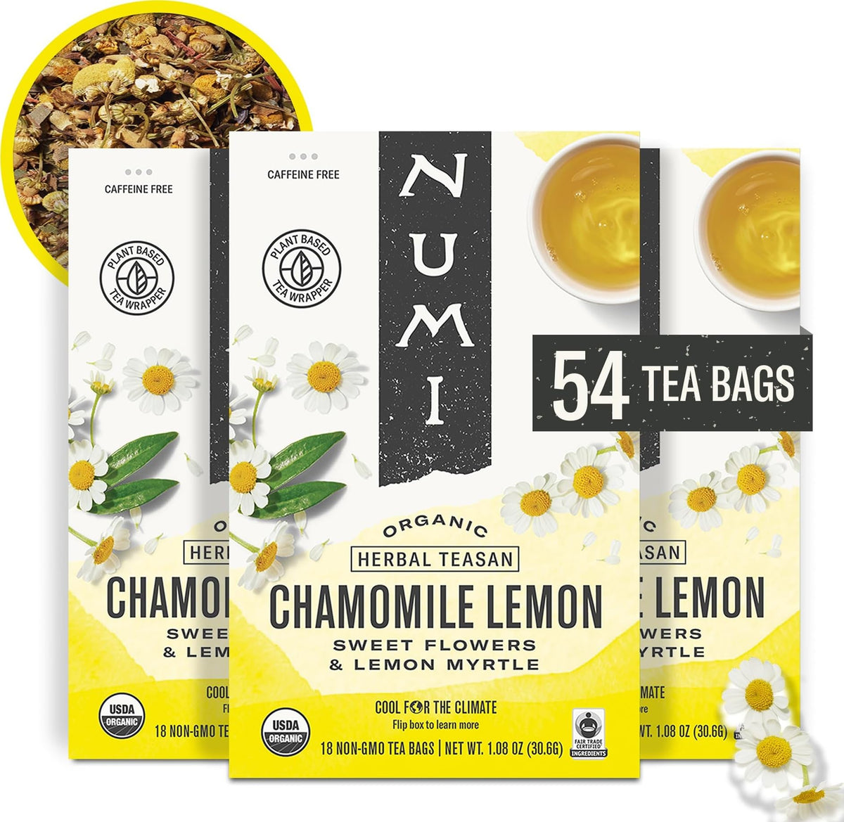 Numi front packaging showing box and branding, highlighting organic certification benefit