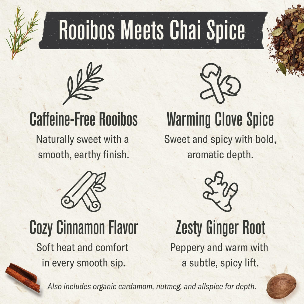 Detail of Numi chai spices with cinnamon and cardamom highlighting natural ingredients