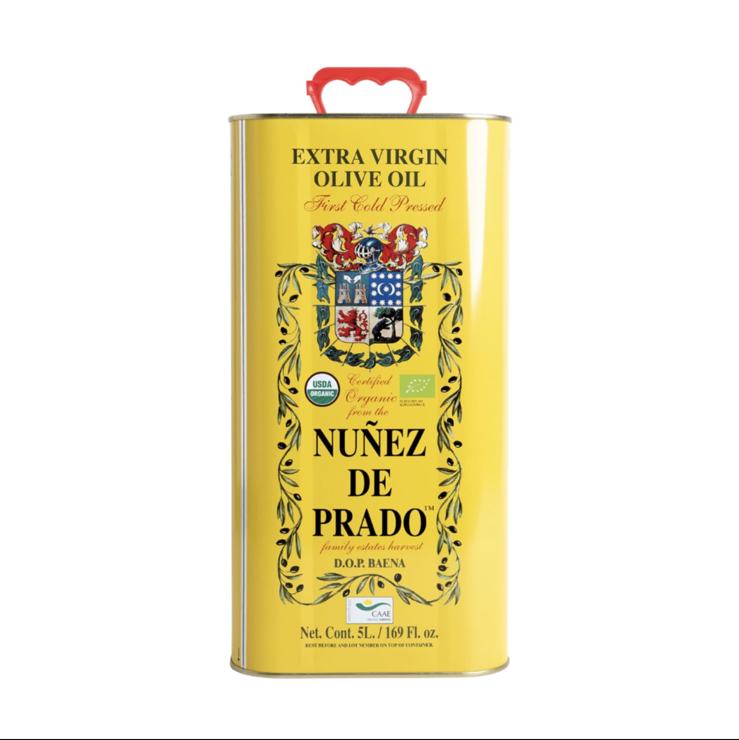 Nuñez De Prado 5L front label clearly showing DOP and organic certifications for trust