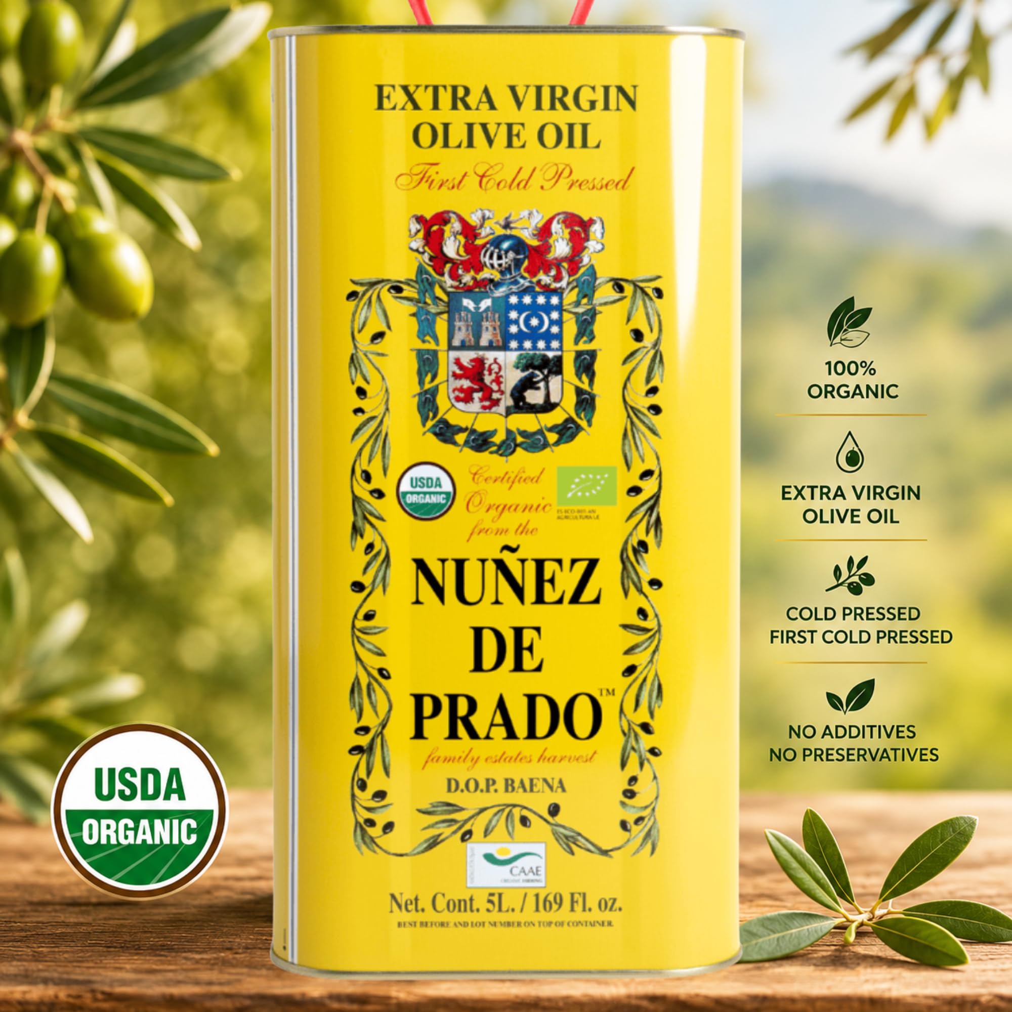 Nuñez De Prado oil drizzled on salad in kitchen scene showing culinary finishing benefit