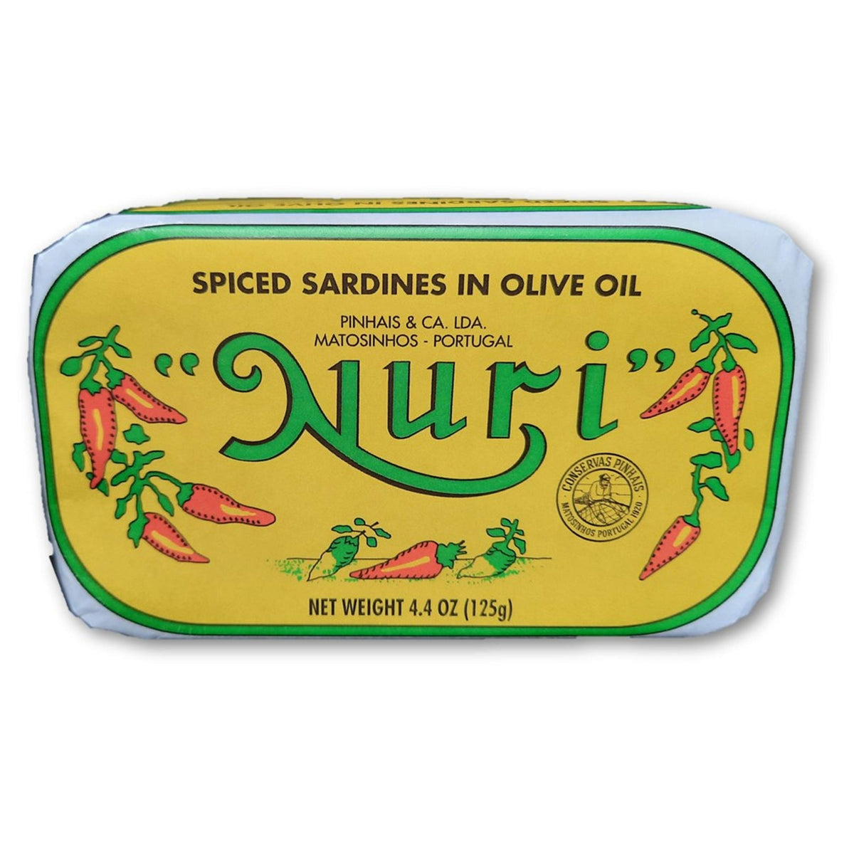 NURI front can showing spiced olive oil label and premium packaging benefit