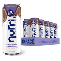 nurri front can showing chocolate flavor and 30g protein benefit