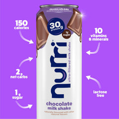 nurri side label with nutrition facts highlighting low sugar benefit