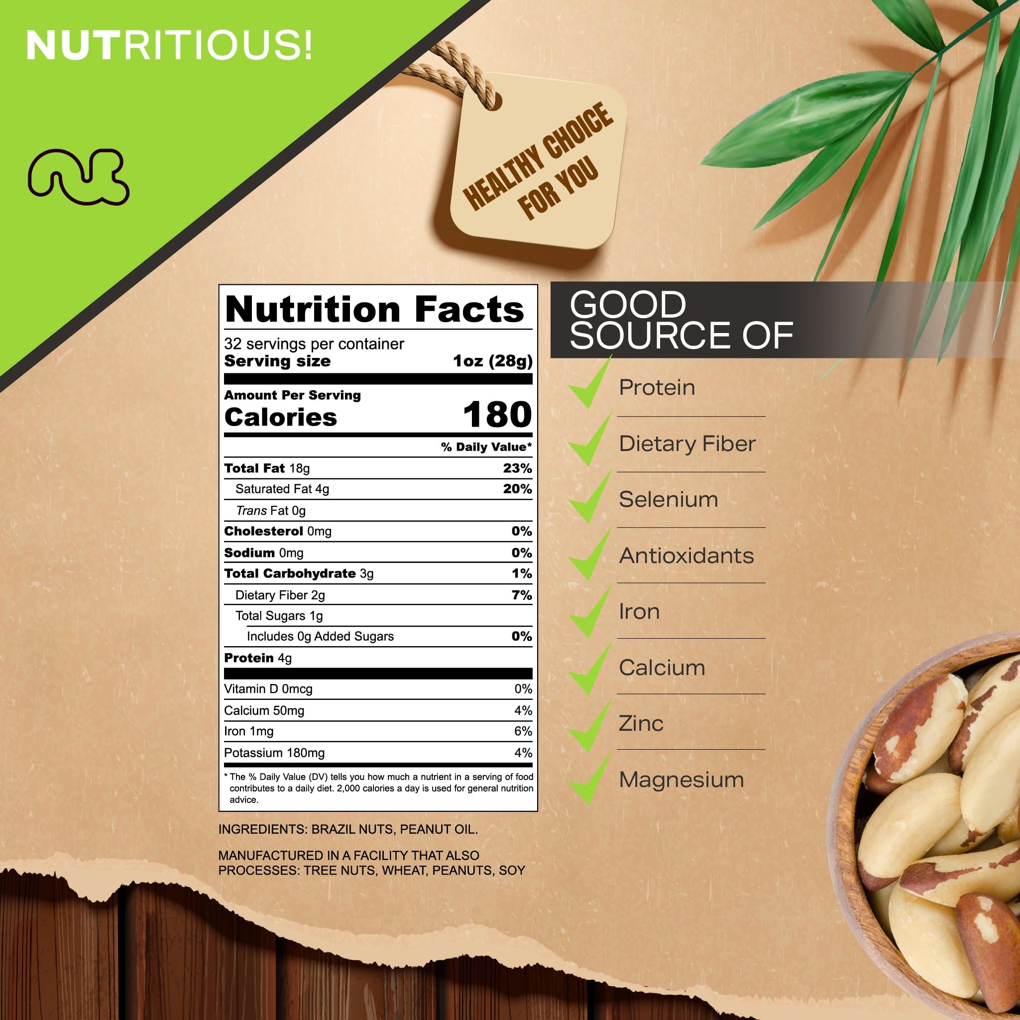 Nut Cravings bowl of whole Brazil nuts in a kitchen setting, convenient snack appeal