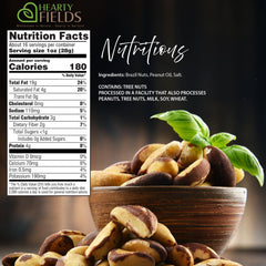 Nut Cravings Brazil nuts next to a hand to show large whole-kernel size and portion clarity