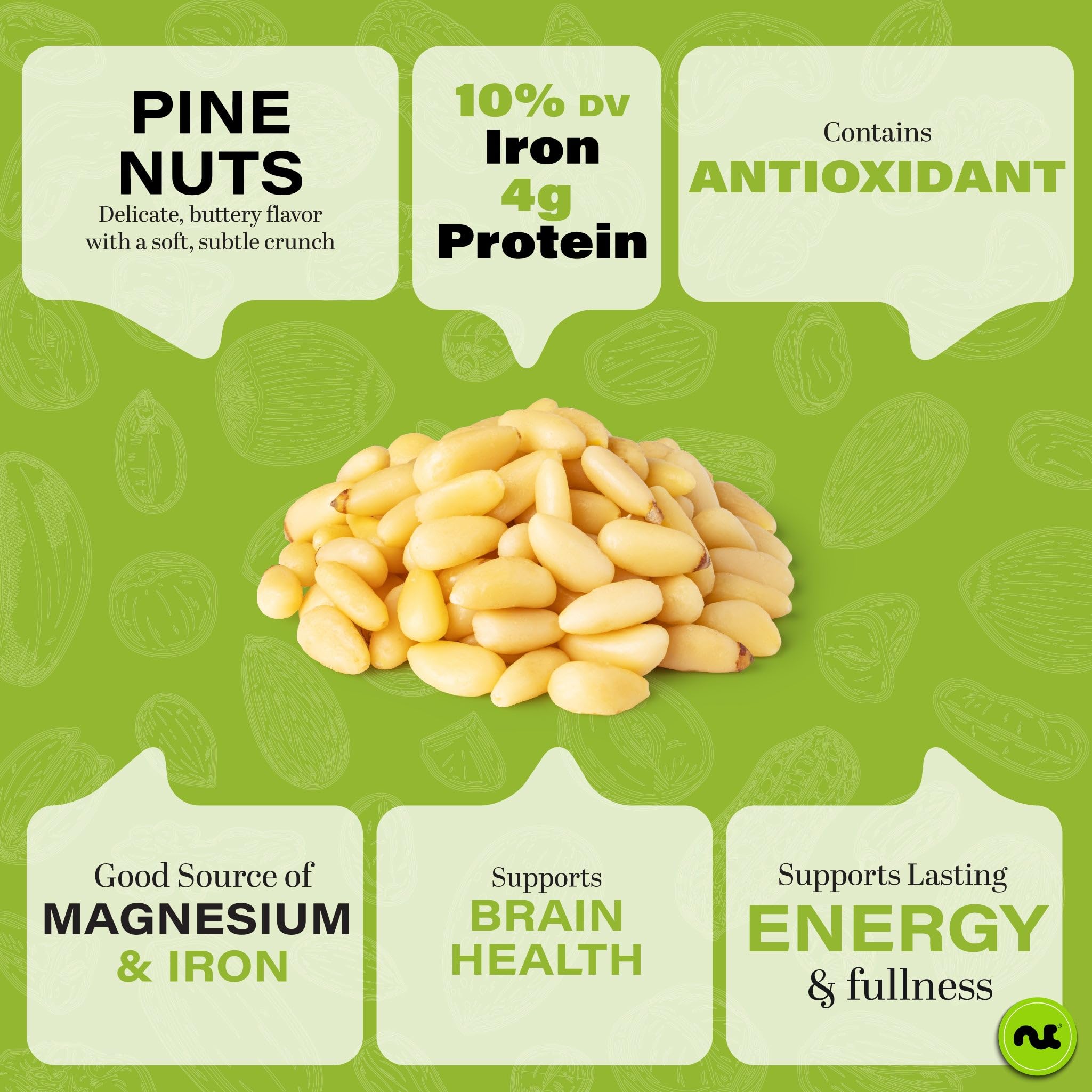 close-up texture of Nut Cravings pine nuts highlighting fresh crunchy kernels for better recipes