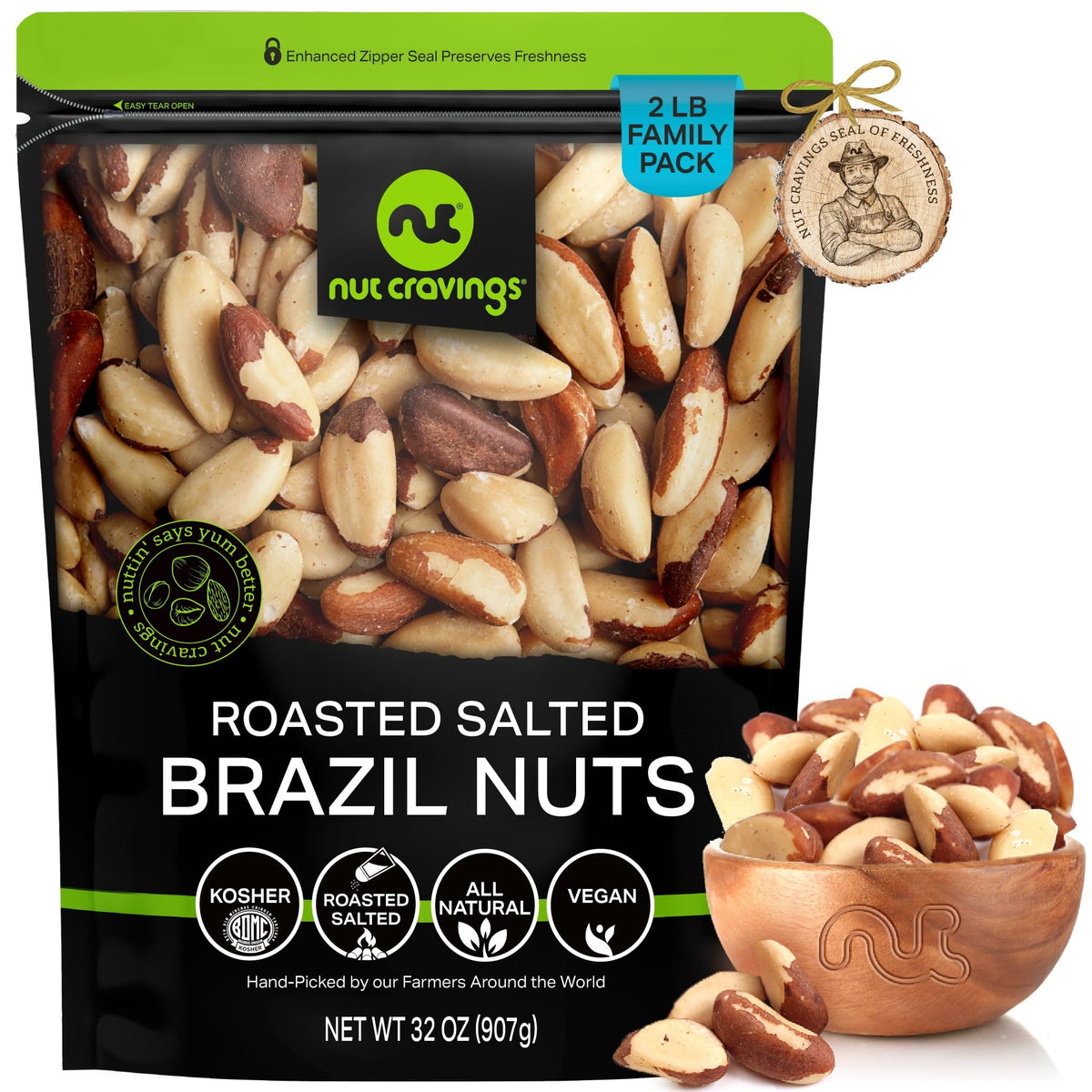 Nut Cravings front packaging bag showing 32oz label and fresh look
