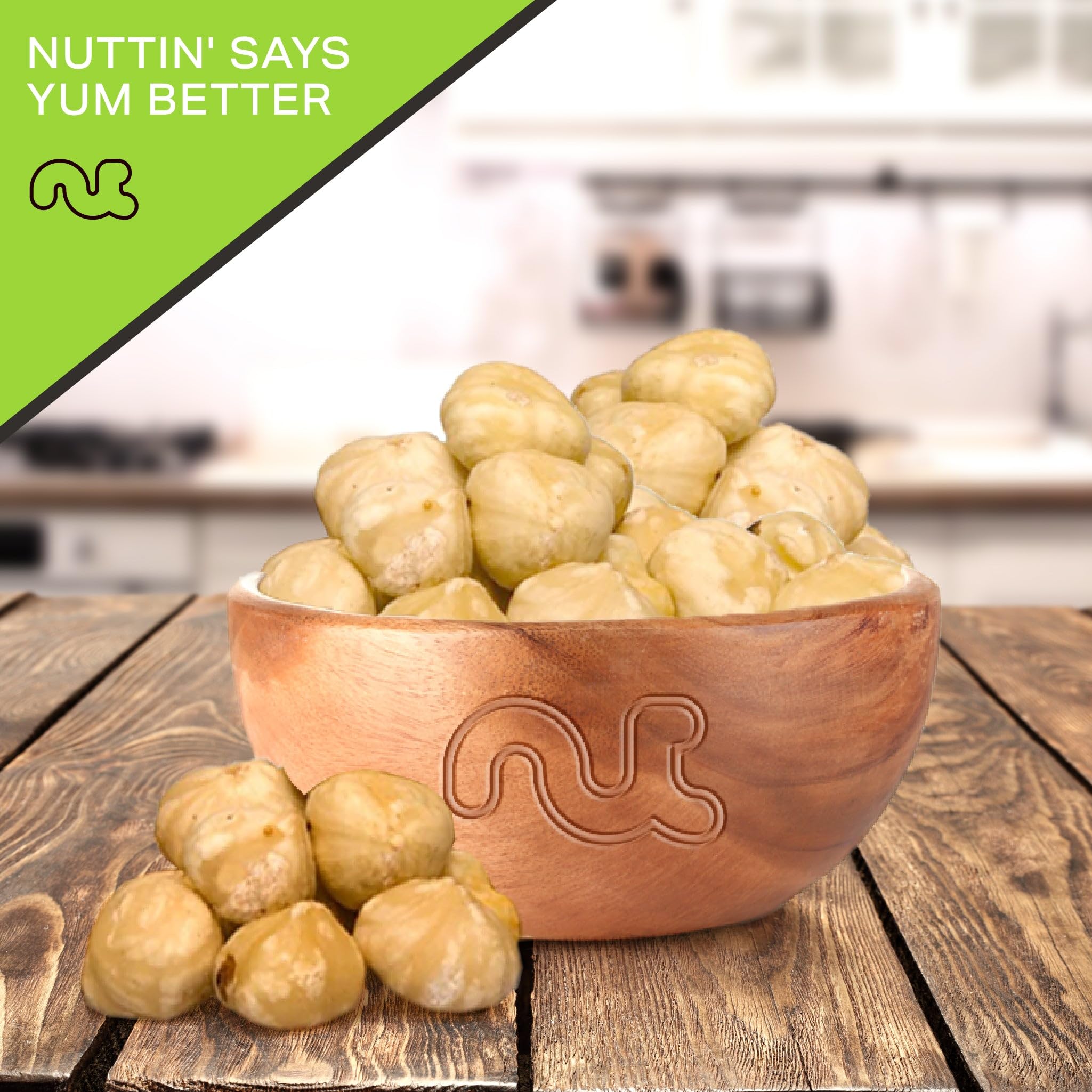 Nut Cravings blanched hazelnuts sprinkled on salad, adds crunch and richness