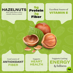 Nut Cravings open bag full of blanched hazelnuts, easy reseal for freshness