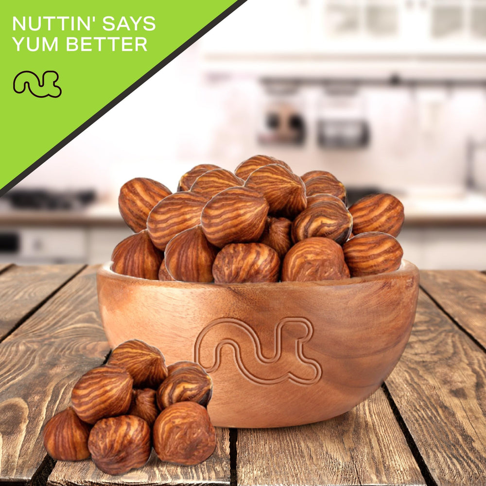Nut Cravings label close-up with weight and Oregon origin benefit