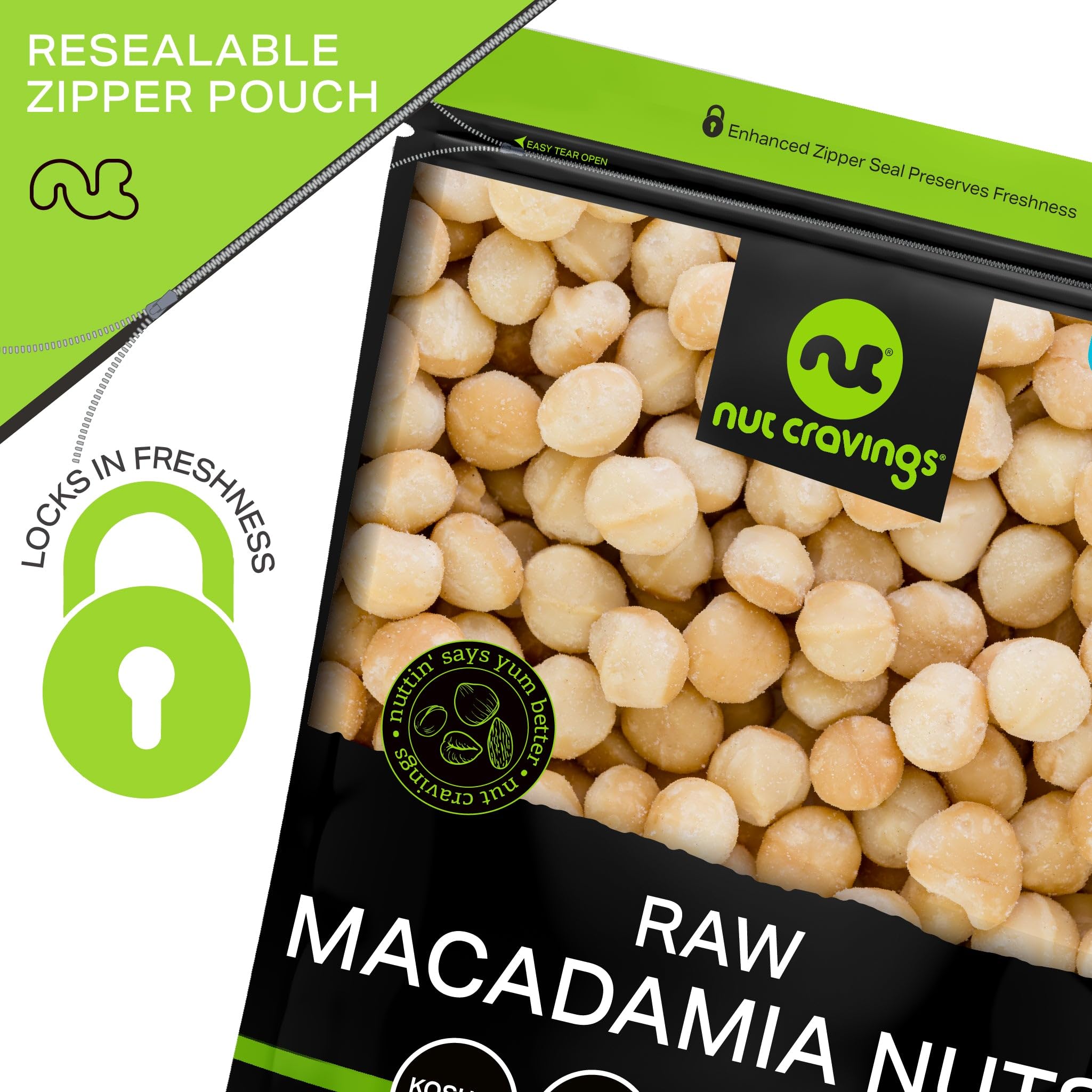 Nut Cravings macadamias beside baking ingredients for recipe ideas